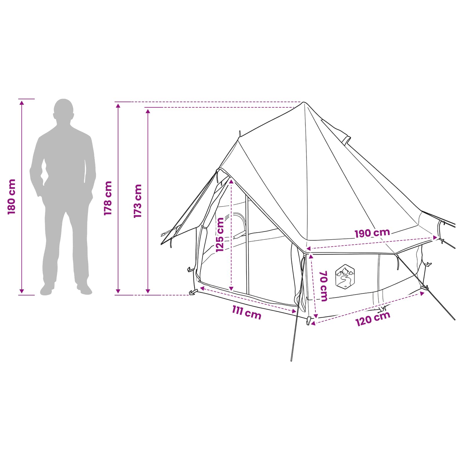 Tipi Stan Se Střechou Modrá 250 X 250 Cm Polyester A Ocel