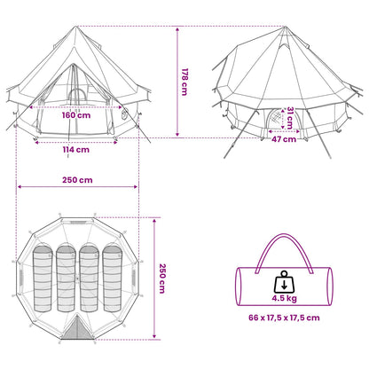 Tipi Stan Se Střechou Modrá 250 X 250 Cm Polyester A Ocel