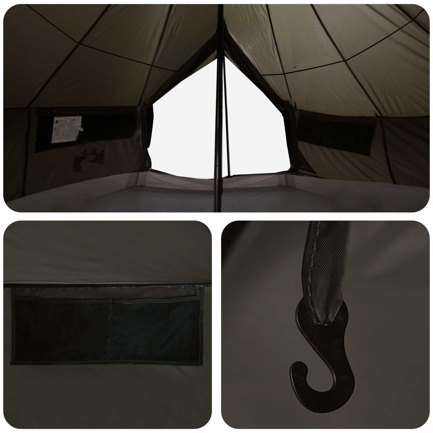 Tipi Stan Hnědošedý 700 X 700 X 395 Cm Polyester A Ocel