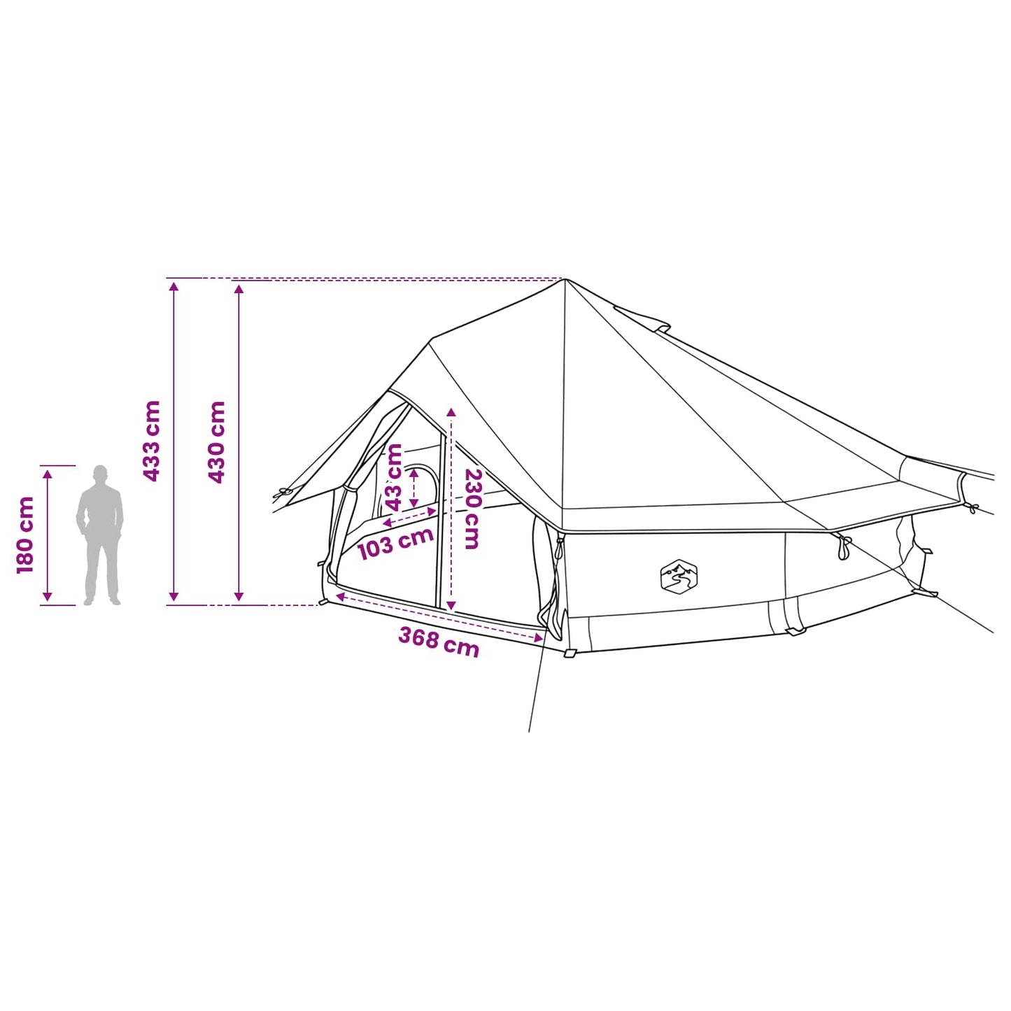 Tipi Stan 20 Osoba Hnědošedý Polyester A Ocel