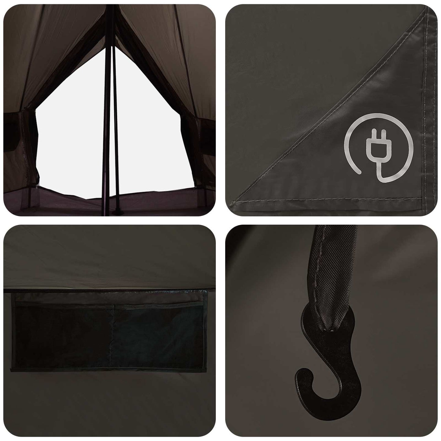 Tipi Stan Se Střechou Hnědošedý 250 X 250 Cm Polyester A Ocel