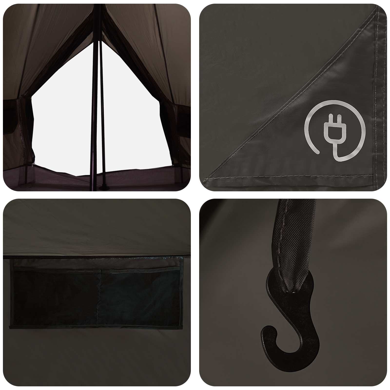 Tipi Stan Se Střechou Hnědošedý 250 X 250 Cm Polyester A Ocel