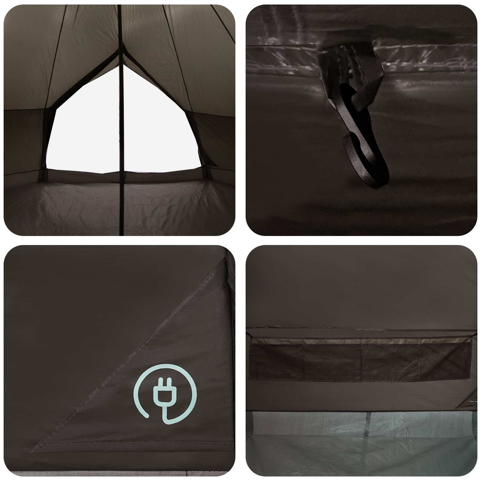 Tipi Stan Hnědošedý 400 X 400 X 250 Cm Polyester A Ocel