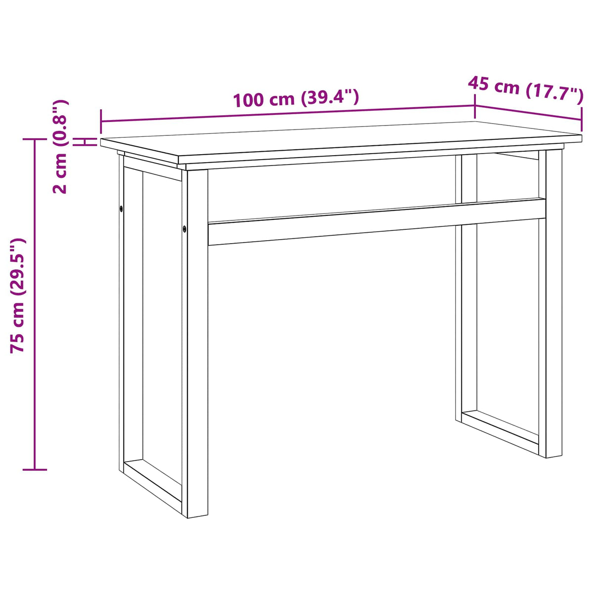 Stůl Přírodní Pevné Teakové Dřevo 100 X 45 X 75 Cm