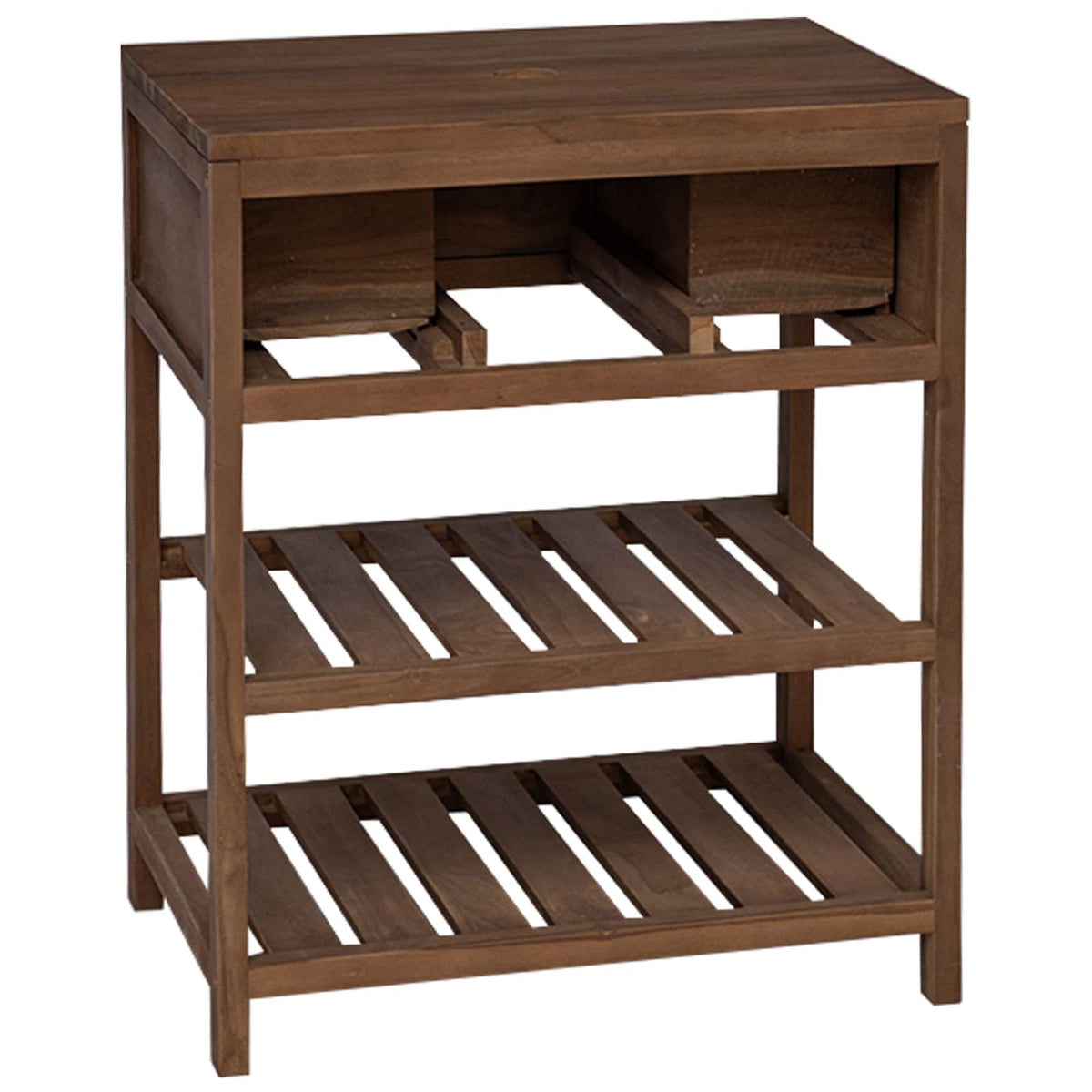 Koupelnová Skříň Přírodní 60 X 45 X 75 Cm Pevné Teakové Dřevo