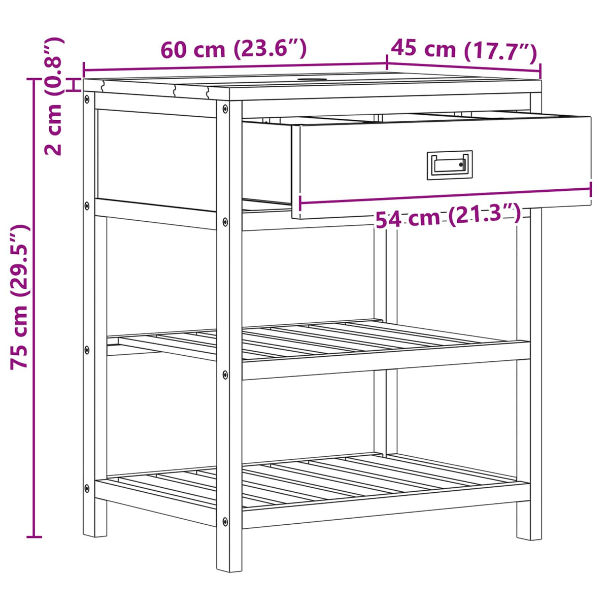Koupelnová Skříň Přírodní 60 X 45 X 75 Cm Pevné Teakové Dřevo