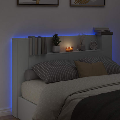 Čelo Postele S Led Bílý Kompozitní Dřevo