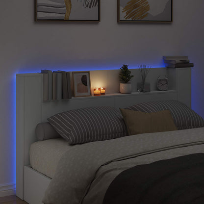 Čelo Postele S Led Bílý Kompozitní Dřevo
