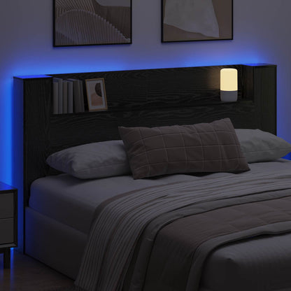Čelo Postele S Led Černý Dub Kompozitní Dřevo