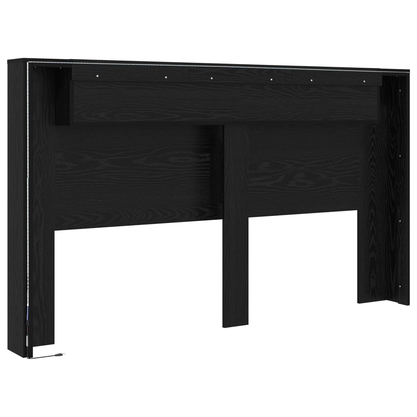 Čelo Postele S Led Černý Dub Kompozitní Dřevo