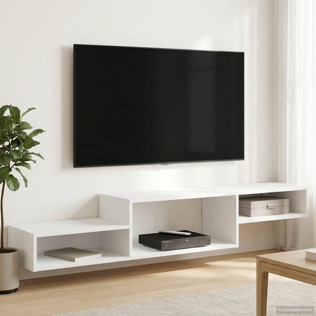 Nástěnná Tv Skříň Nástěnná Montáž Bílá 150 X 28 X 26 Cm