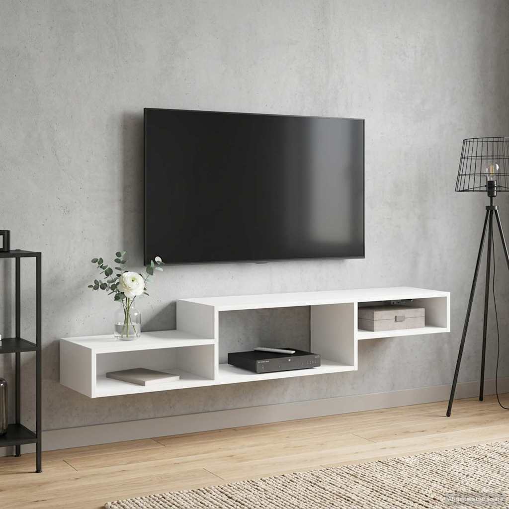 Nástěnná Tv Skříň Nástěnná Montáž Bílá 150 X 28 X 26 Cm