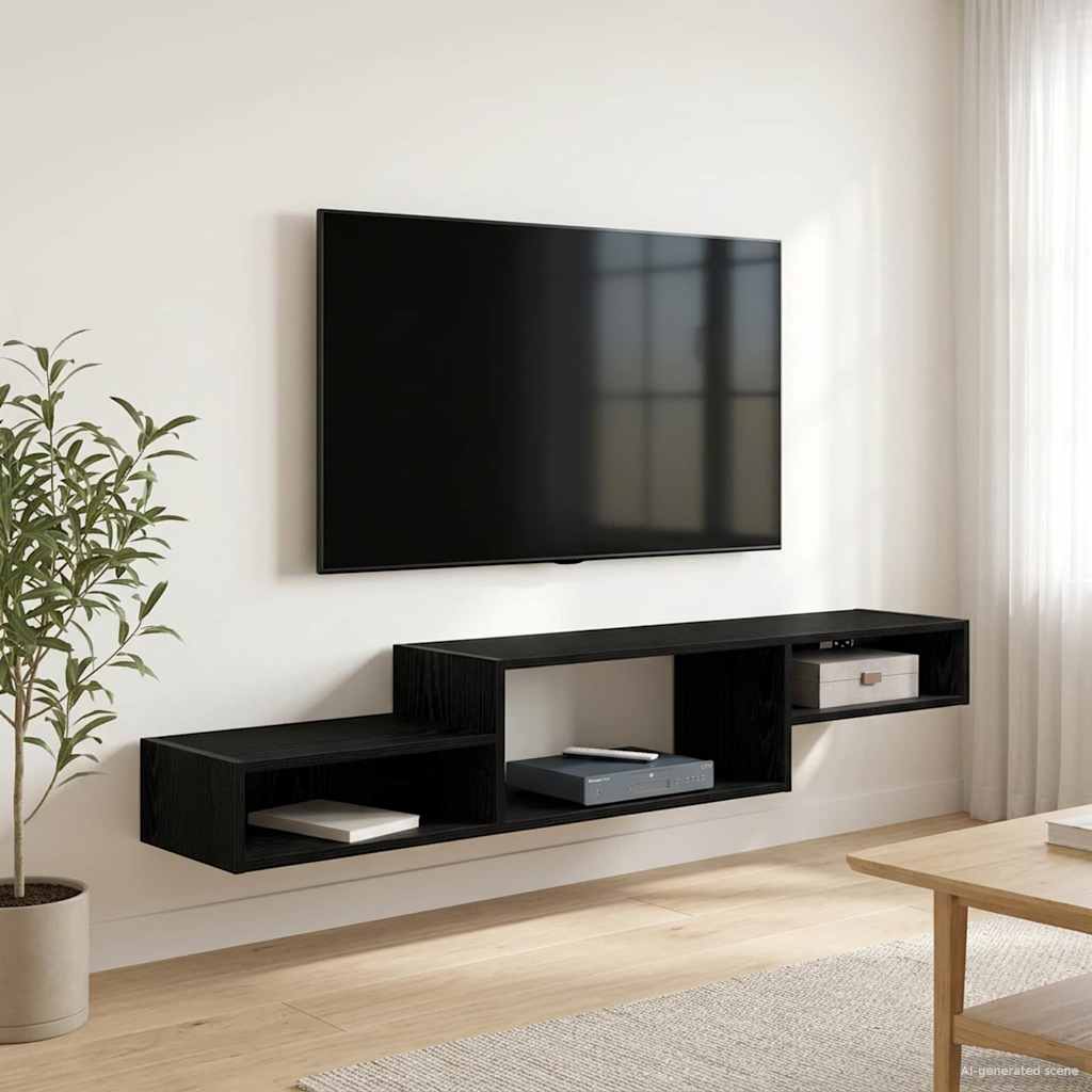 Nástěnná Tv Skříň Nástěnná Montáž Černý Dub 150 X 28 X 26 Cm