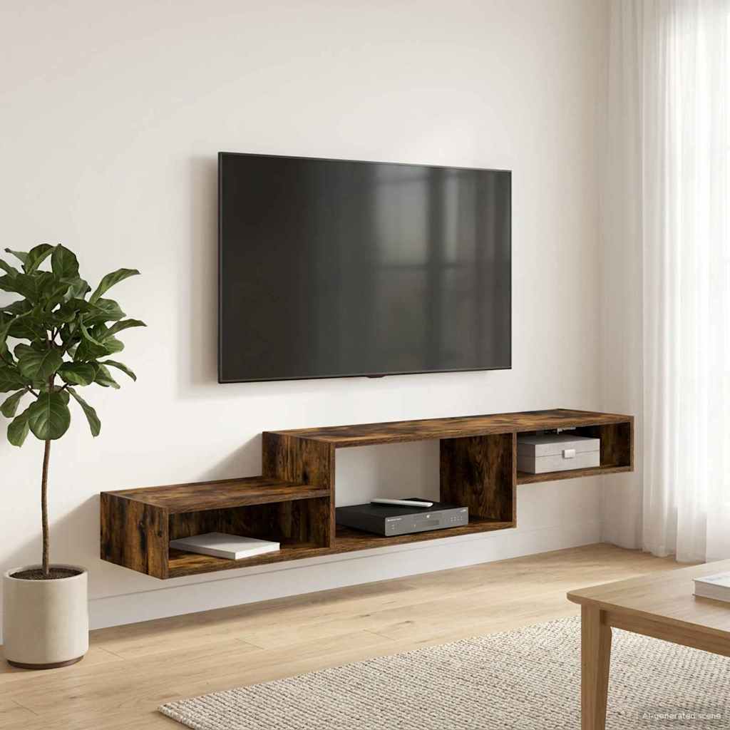 Nástěnná Tv Skříň Nástěnná Montáž Kouřový Dub 150 X 28 X 26 Cm