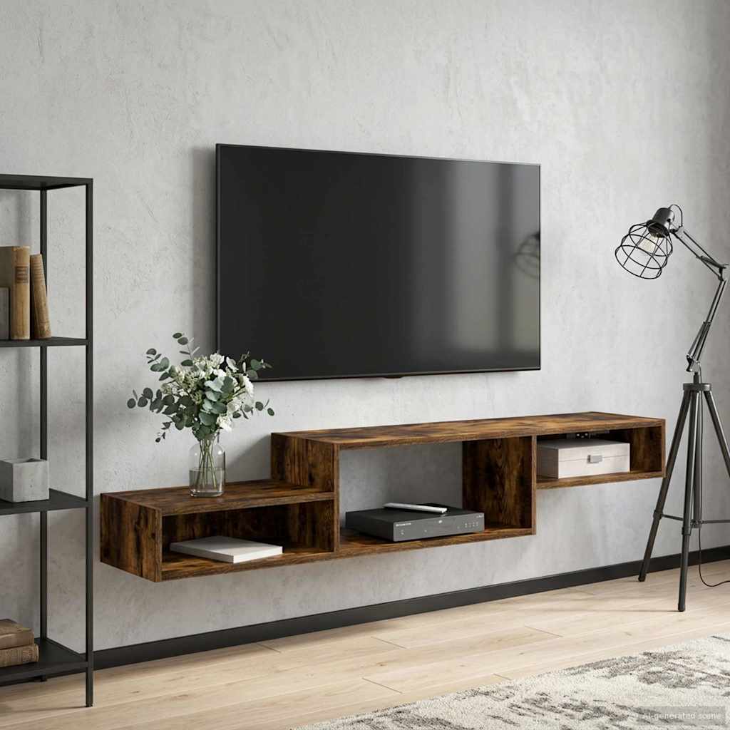 Nástěnná Tv Skříň Nástěnná Montáž Kouřový Dub 150 X 28 X 26 Cm