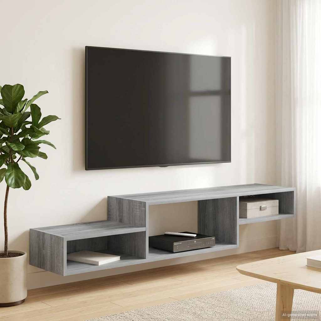 Nástěnná Tv Skříň Nástěnná Montáž Šedý Sonoma 150 X 28 X 26 Cm