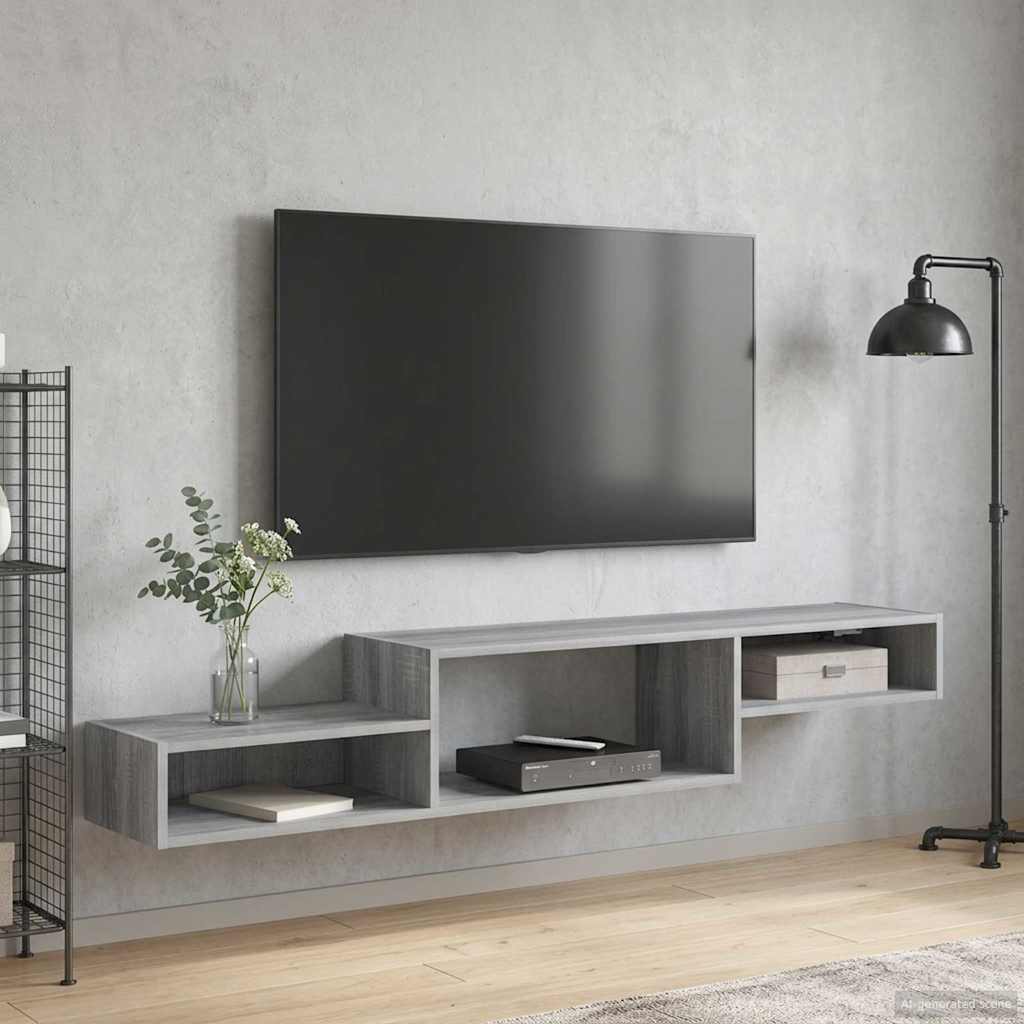 Nástěnná Tv Skříň Nástěnná Montáž Šedý Sonoma 150 X 28 X 26 Cm
