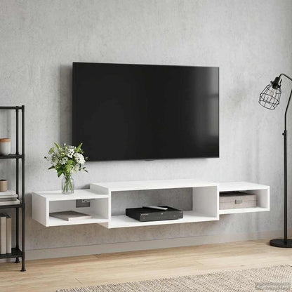 Nástěnná Tv Skříň Nástěnná Montáž Bílá 140 X 28 X 21 Cm