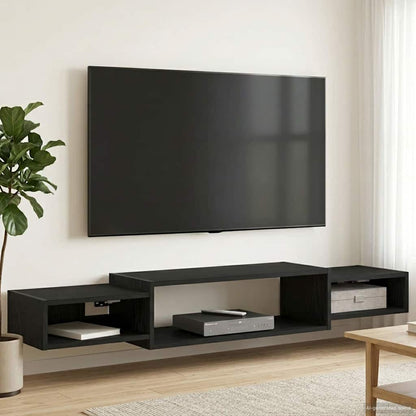 Nástěnná Tv Skříň Nástěnná Montáž Černý Dub 140 X 28 X 21 Cm