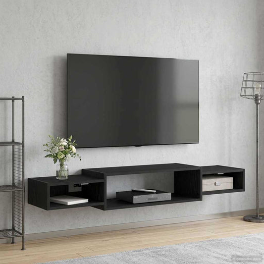 Nástěnná Tv Skříň Nástěnná Montáž Černý Dub 140 X 28 X 21 Cm