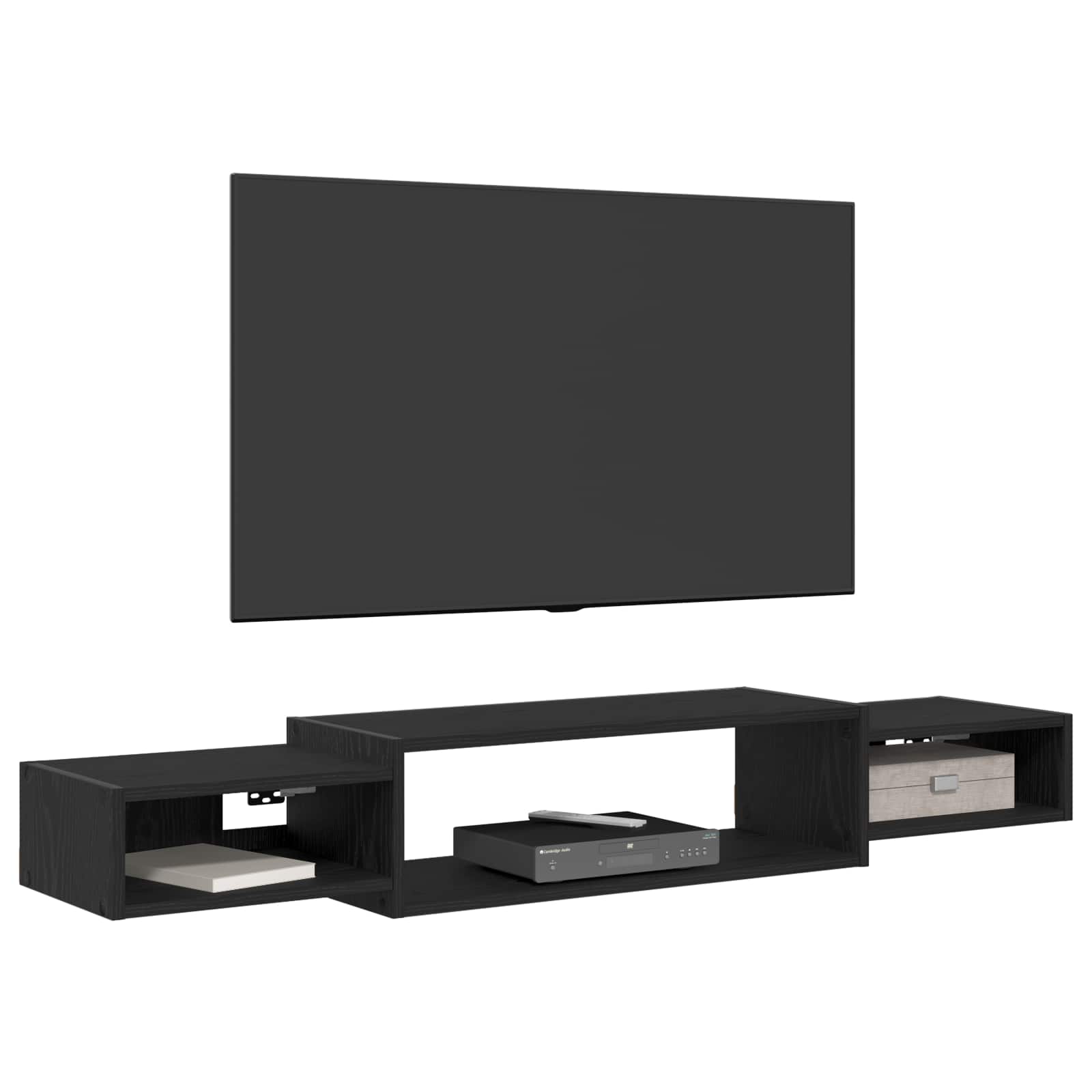Nástěnná Tv Skříň Nástěnná Montáž Černý Dub 140 X 28 X 21 Cm