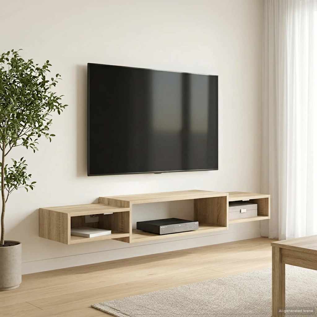 Nástěnná Tv Skříň Nástěnná Montáž Dub Sonoma 140 X 28 X 21 Cm