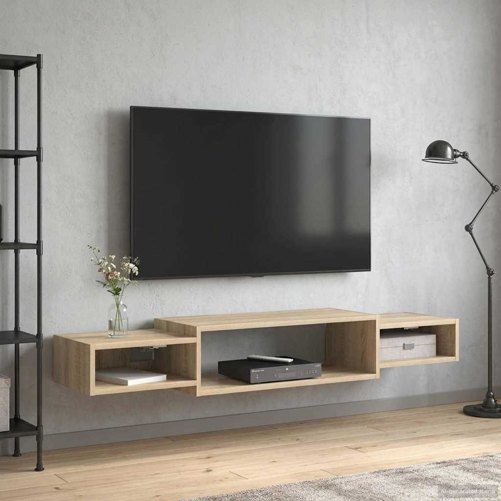 Nástěnná Tv Skříň Nástěnná Montáž Dub Sonoma 140 X 28 X 21 Cm