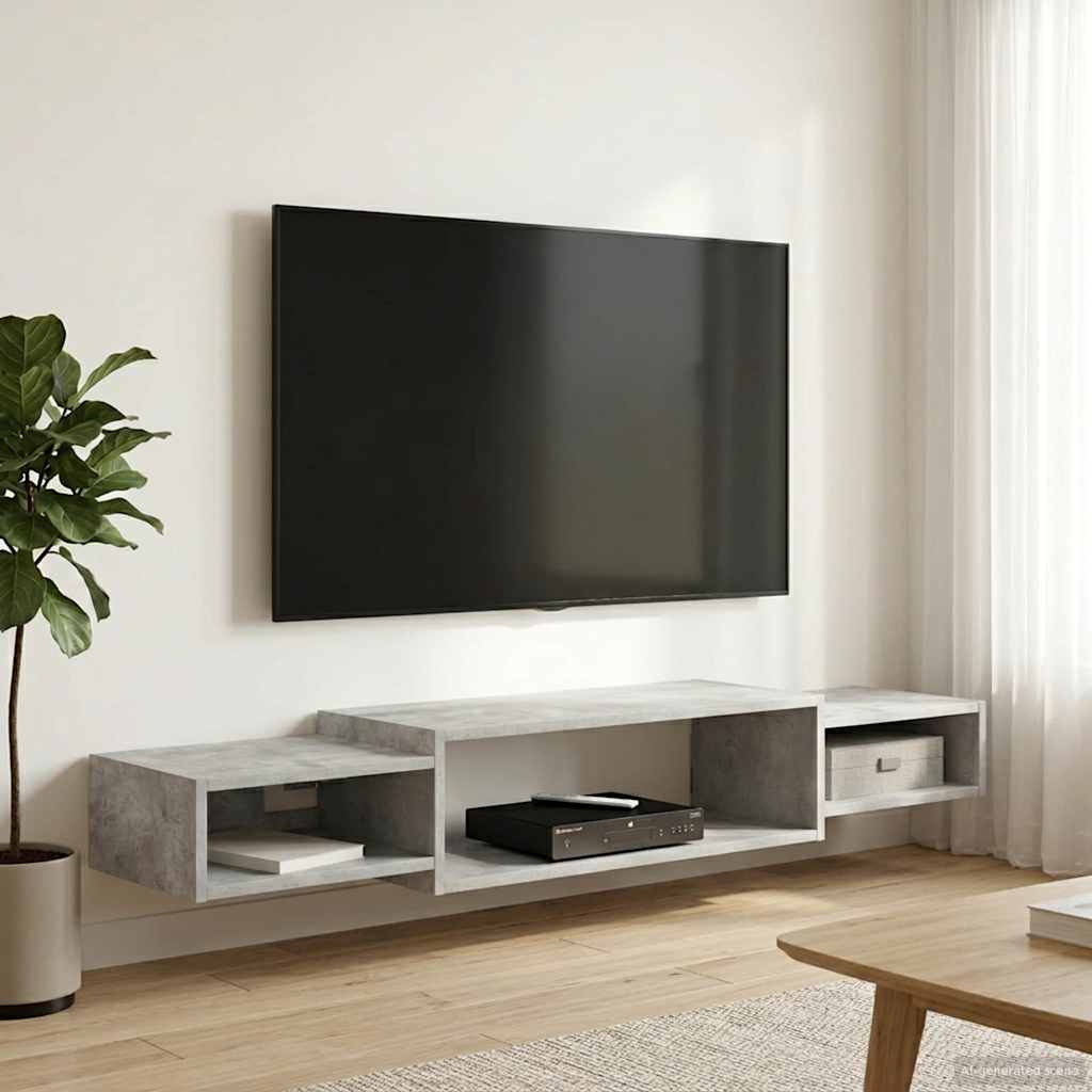 Nástěnná Tv Skříň Nástěnná Montáž Betonově Šedá