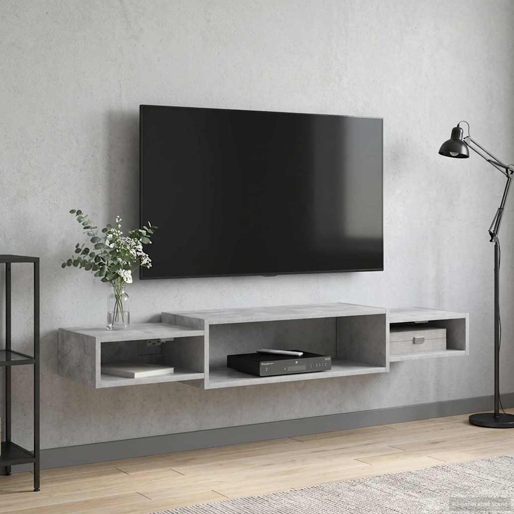 Nástěnná Tv Skříň Nástěnná Montáž Betonově Šedá