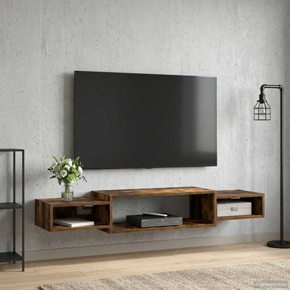 Nástěnná Tv Skříň Nástěnná Montáž Kouřový Dub 140 X 28 X 21 Cm