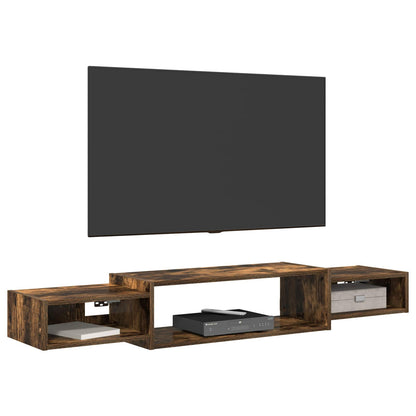 Nástěnná Tv Skříň Nástěnná Montáž Kouřový Dub 140 X 28 X 21 Cm