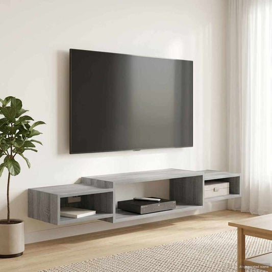 Nástěnná Tv Skříň Nástěnná Montáž Šedý Sonoma 140 X 28 X 21 Cm