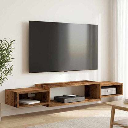 Nástěnná Tv Skříň Nástěnná Montáž Staré Dřevo 140 X 28 X 21 Cm
