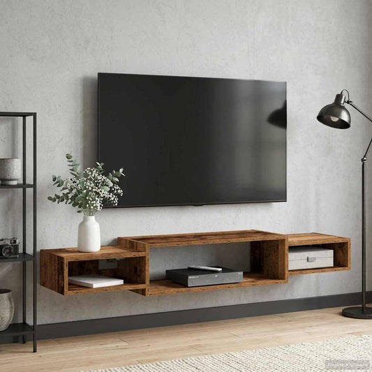 Nástěnná Tv Skříň Nástěnná Montáž Staré Dřevo 140 X 28 X 21 Cm