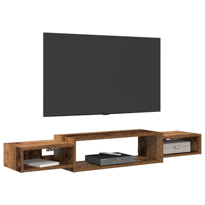 Nástěnná Tv Skříň Nástěnná Montáž Staré Dřevo 140 X 28 X 21 Cm