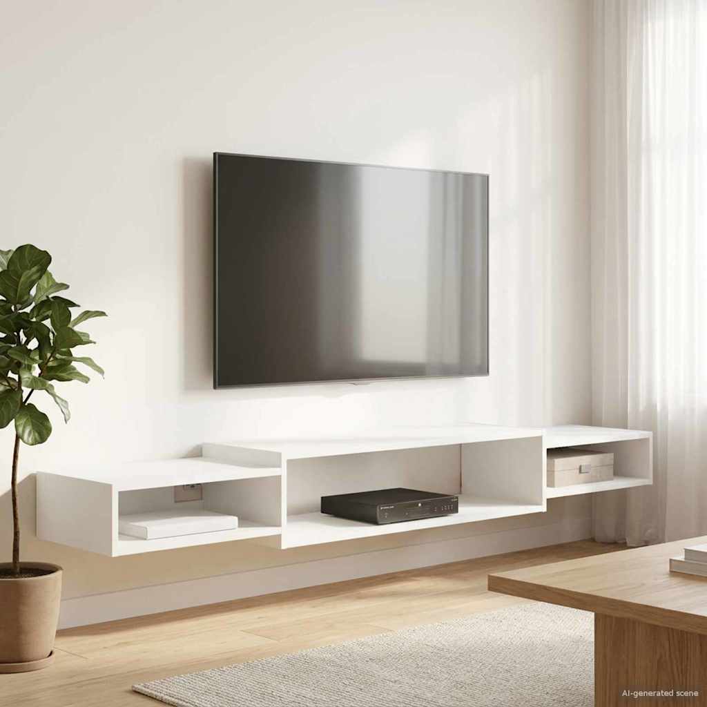 Nástěnná Tv Skříň Nástěnná Montáž Bílá 180 X 28 X 21 Cm
