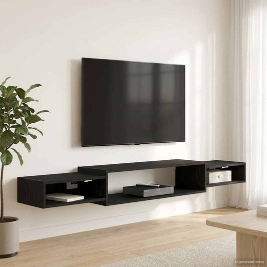 Nástěnná Tv Skříň Nástěnná Montáž Černý Dub 180 X 28 X 21 Cm