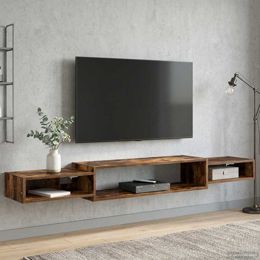 Nástěnná Tv Skříň Nástěnná Montáž Kouřový Dub 180 X 28 X 21 Cm