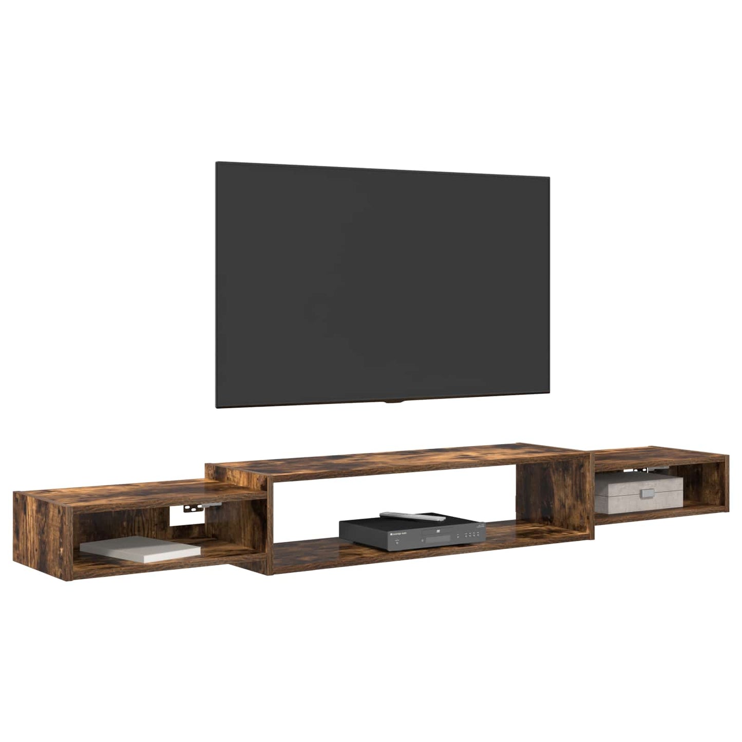 Nástěnná Tv Skříň Nástěnná Montáž Kouřový Dub 180 X 28 X 21 Cm