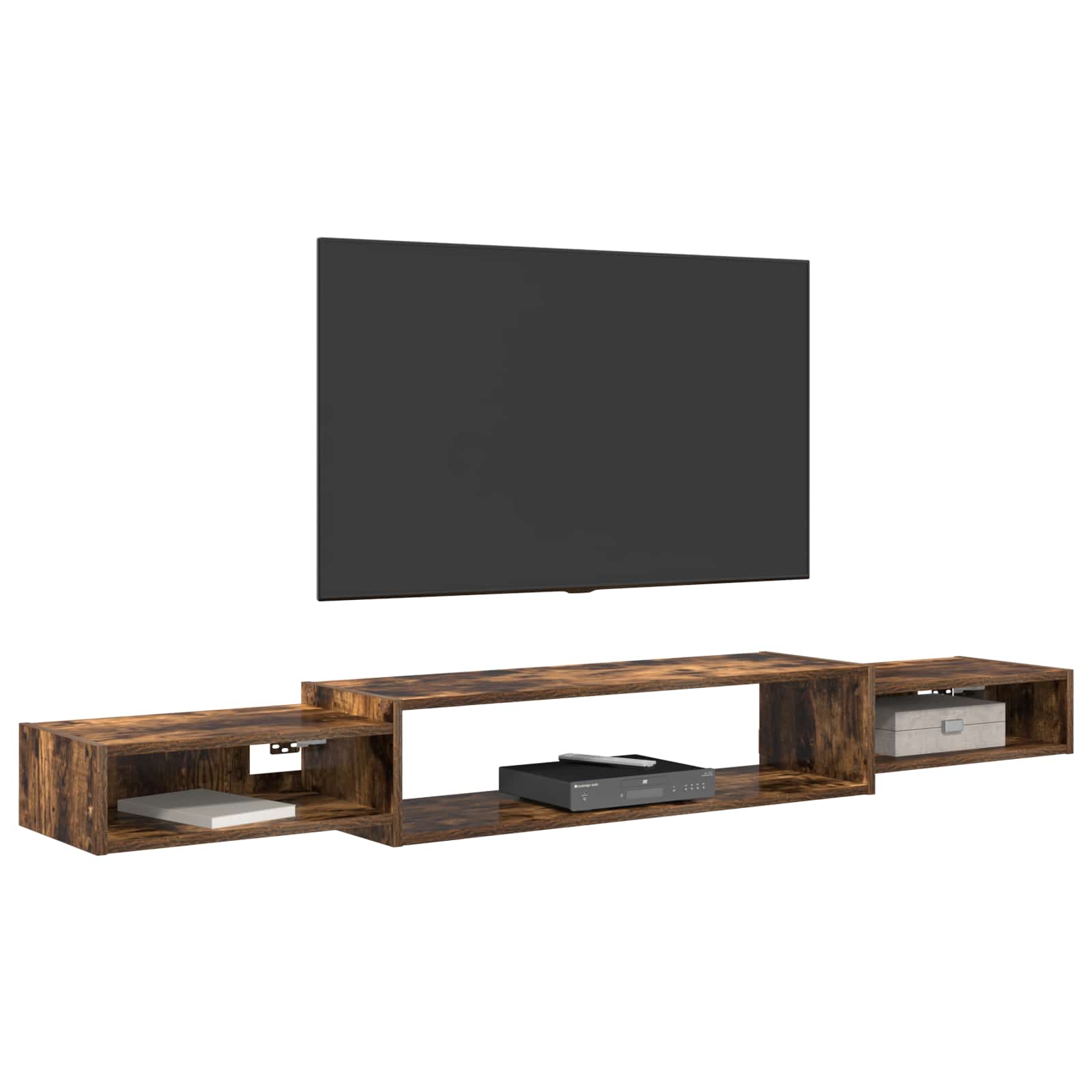 Nástěnná Tv Skříň Nástěnná Montáž Kouřový Dub 180 X 28 X 21 Cm