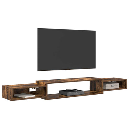 Nástěnná Tv Skříň Nástěnná Montáž Kouřový Dub 180 X 28 X 21 Cm
