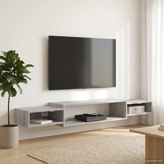 Nástěnná Tv Skříň Nástěnná Montáž Šedý Sonoma 180 X 28 X 21 Cm