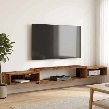 Nástěnná Tv Skříň Nástěnná Montáž Staré Dřevo 180 X 28 X 21 Cm