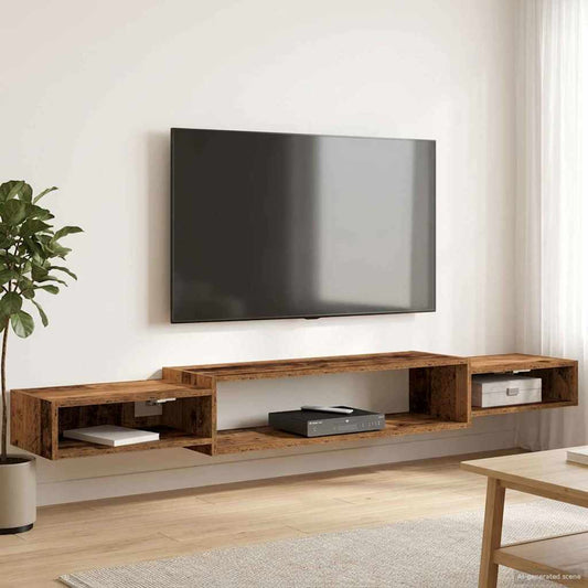 Nástěnná Tv Skříň Nástěnná Montáž Staré Dřevo 180 X 28 X 21 Cm