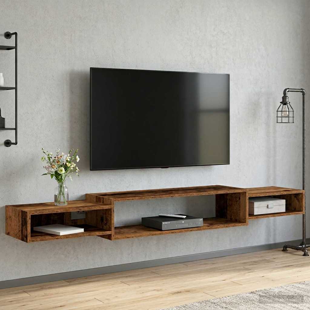 Nástěnná Tv Skříň Nástěnná Montáž Staré Dřevo 180 X 28 X 21 Cm