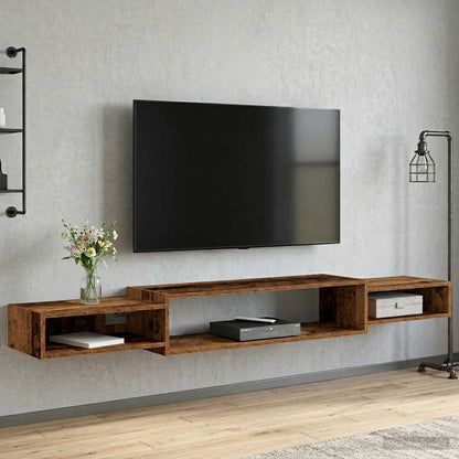 Nástěnná Tv Skříň Nástěnná Montáž Staré Dřevo 180 X 28 X 21 Cm