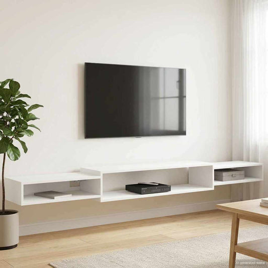 Nástěnná Tv Skříň Nástěnná Montáž Bílá 220 X 28 X 21 Cm