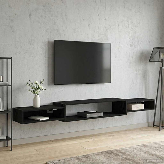Nástěnná Tv Skříň Nástěnná Montáž Černý Dub 220 X 28 X 21 Cm