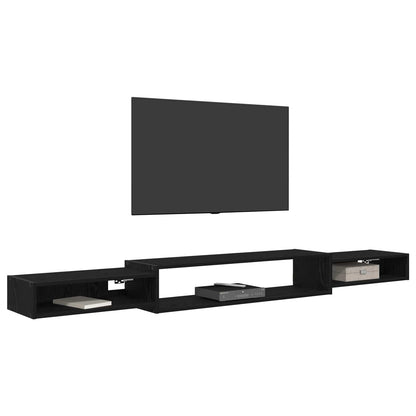 Nástěnná Tv Skříň Nástěnná Montáž Černý Dub 220 X 28 X 21 Cm