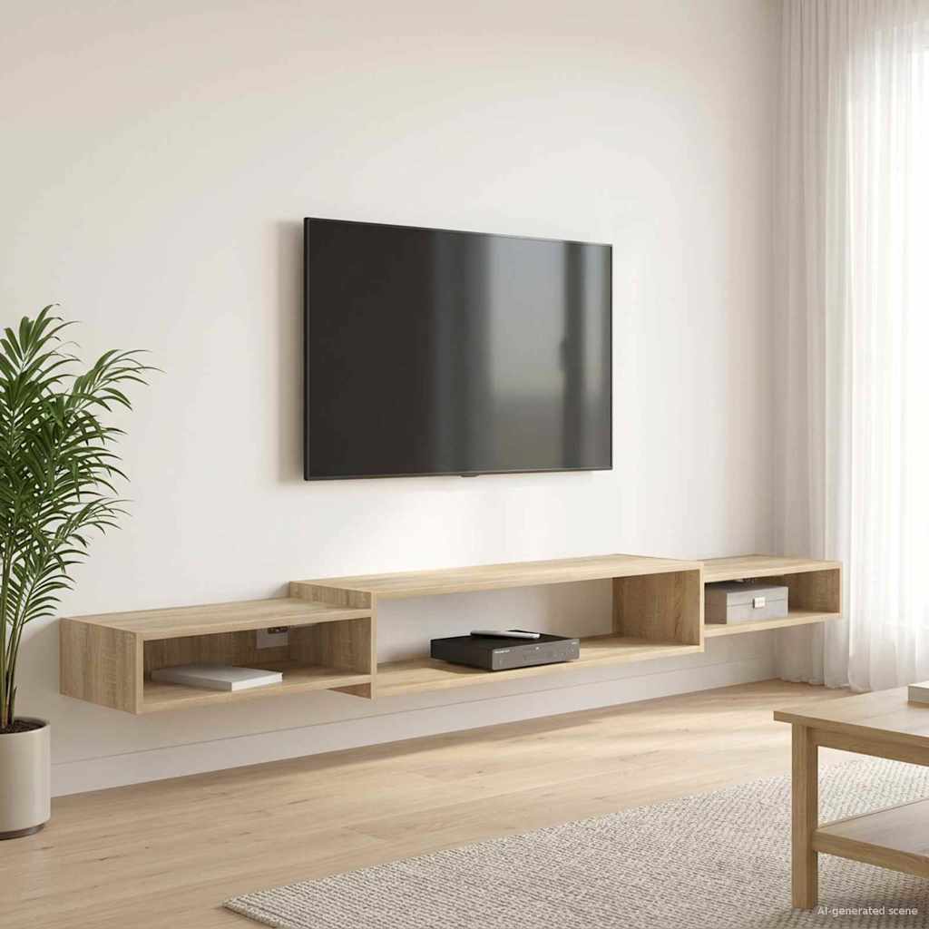 Nástěnná Tv Skříň Nástěnná Montáž Dub Sonoma 220 X 28 X 21 Cm